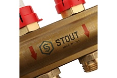 Распределительный коллектор из латуни с расходомерами 8 вых. STOUT SMB 0473 000008