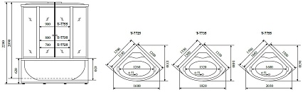 Душевая кабина Timo Lux T-7735F 135x135, с г/м, матовые стекла, хром