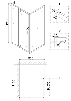 Душевой уголок Niagara Nova NG-63-11A-А90 110x90 прозрачный, хром