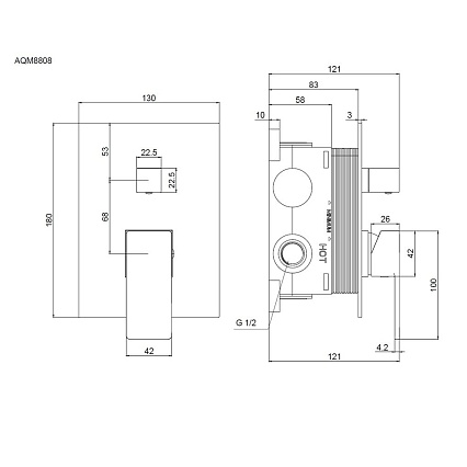 Смеситель для душа AQUAme Savona AQM8808BG золото шлифованное Смеситель для душа AQUAme Savona AQM8808BG золото шлифованное