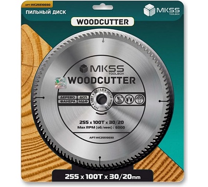 Диск пильный по дереву MKSS Toolbox Woodcutter WC2551 255x100Тх30/20 мм WC25510030