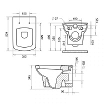 Подвесной унитаз Turavit Plaza PLZ 1710+0403/2100 с микролифтом