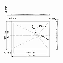 Поддон для душа WasserKRAFT Dill 61T07 120x90, черный матовый