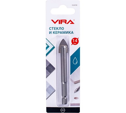 Сверло по стеклу и керамике VIRA HEX, 14 мм 554058