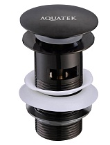 Донный клапан Aquatek AQ6001MB с переливом, Click-clack, черный матовый