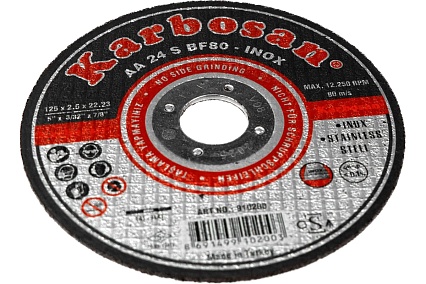 Диск отрезной по нержавеющей стали 125х2.5х22 мм INOX Karbosan 10200