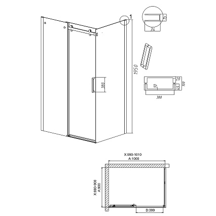 Душевой уголок Grossman Classic 120.K33.04.1090.21.00 100x90 прозрачный, черный матовый