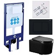 Подвесной унитаз SET Aquatek Мия-MB-012 4в1, кнопка черный матовый