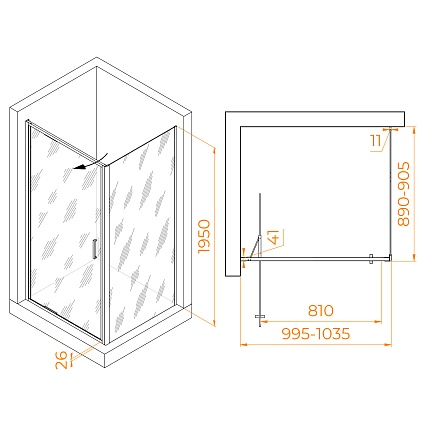 Душевой уголок RGW Stilvol SV-145B (SV-05B + Z-050-2B) 100x90 прозрачное, черный 703214509-14
