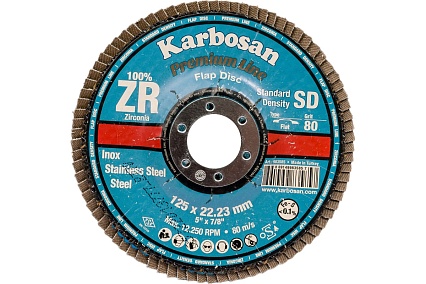 Круг лепестковый торцевой, прямой, цирконат 100% 125х22.2 мм, P-80 ABRAFORM AF-FLAP-FT-125-P80-ZR100
