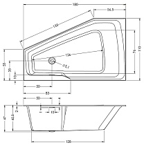 Акриловая ванна Riho Rethink Space 180x110 R белый глянец B115001005