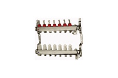 Коллекторный блок Terma нерж.1" с регулировочными клапанами и расходомерами, воздухоотв., дрен., крон. 7 выходов 14107 89332