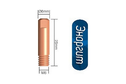 Наконечник токопроводящий 20 шт, CU-E, М6x25 мм, d=1.0 мм для горелок mig/mag Энаргит CU-E-M6-25-10-20