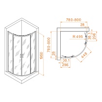 Душевой уголок RGW Passage PA-52B 80x80 прозрачное, черный 03085288-14