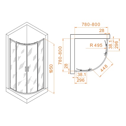 Душевой уголок RGW Passage PA-52B 80x80 прозрачное, черный 03085288-14