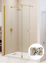 Душевая перегородка RGW Walk In WA-054Gb (WA-010Gb + Z-072Gb) 110x195 брашированное золото, прозрачное 351005413-16