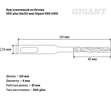 Бур усиленный по бетону SDS-plus (6x110 мм) Gigant GRD 11001