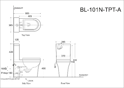 Унитаз-компакт Aquanet Rimless Nova BL-101N-TPT-A