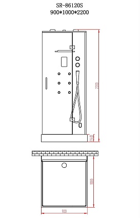 Душевая кабина Orans Basic+ SR-86120S 90x100 с паром