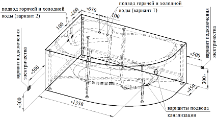 Акриловая ванна Ваннеса Ирма 169х110 с г/м Классик хром, L