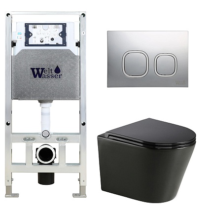 Комплект Weltwasser 10000011064 унитаз Salzbach 041 MT-BL + инсталляция + кнопка Amberg RD-CR