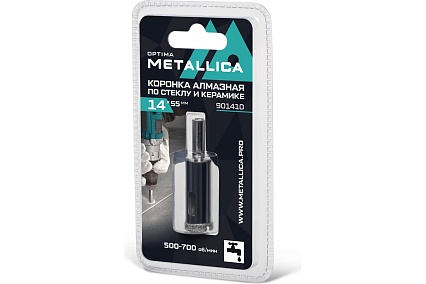Коронка алмазная 14x55 мм, #80, по стеклу и плитке METALLICA Optima 901410