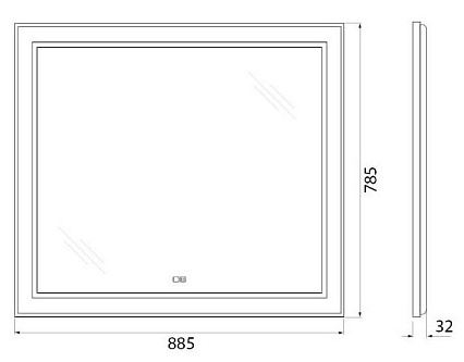 Зеркало BelBagno SPC-KRAFT-885-785-TCH-WARM-NERO 90x80 см антипар, черный в алюминиевой раме