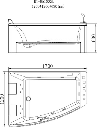 Акриловая ванна Orans BT-65100 XL 170x120 с г/м, левая