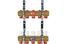 Коллекторная группа Giacomini латунь R553D 1 ВР/ВР 7 выходов 3/4 НР под евро с термостатическим клапаном R553EY007 040-0192