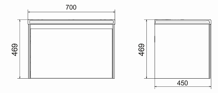 Тумба с раковиной Velvex Klaufs 70 см подвесная, 1 ящик