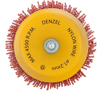 Щетка для дрели 75 мм, чашка, со шпилькой, нейлоновая щетина Denzel 74436
