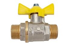 Шаровой кран для газа Valfex 1/2" НР/НР бабочка, латунный никелированный 11Б27фтМ VF.279.NB3.012.Bir