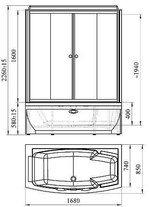 Душевой бокс Радомир Элис 1-04-1-1-0-0940 прозрачные шторки 168x85 L