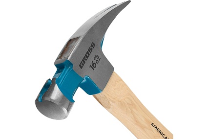 Молоток-гвоздодер Gross American hickory 450г, угол 75, магнит, обрезиненная рукоятка 10418