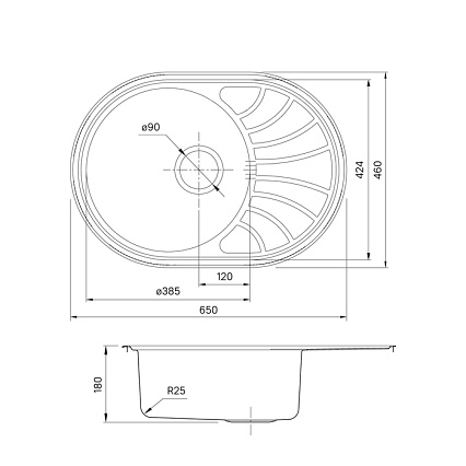 Кухонная мойка Iddis Suno SUN65SDi77 65 см без отверстий, сатин