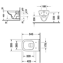 Подвесной унитаз Duravit D-Code Rimless (с крышкой SoftClose) 45700900A1