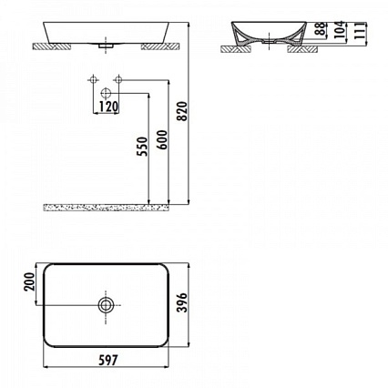 Раковина Creavit Ultra UL060.2 60 см базальт матовый