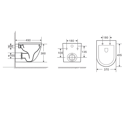 Подвесной унитаз D&K Matrix DT1396016 безободковый, с микролифтом, белый