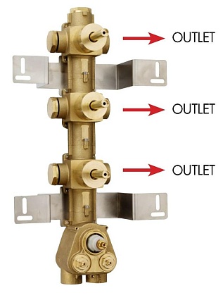 Скрытая часть смесителя Bossini Oki/Cube Z030202000 термостат, на 3 выхода