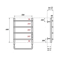 Полотенцесушитель электрический Point PN08856 П4 50x60 диммер справа, хром