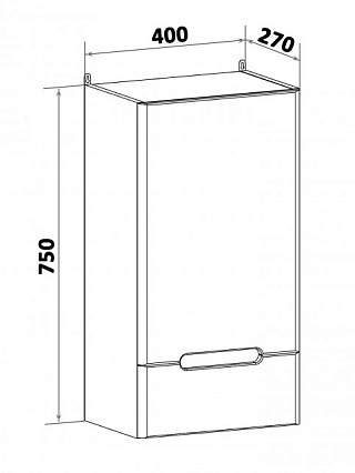 Шкаф навесной Руно Парма 40 см правый, белый