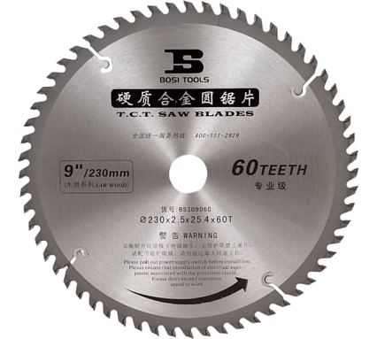 Пильный диск с твердосплавными зубьями 230x25.4/20/16 мм, 60T BOSI BS309060