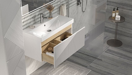 Мебель для ванной Velvex Edge 80 см белый глянец