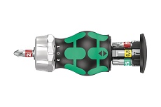 Короткая отвёртка-битодержатель с трещоткой WERA с битами WE-008883
