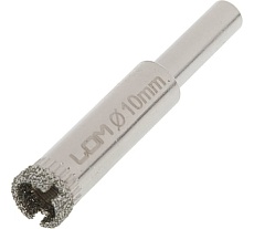 Сверло алмазное по стеклу и керамике цилиндрический хвостовик, 10x55 мм ЛОМ 1935828