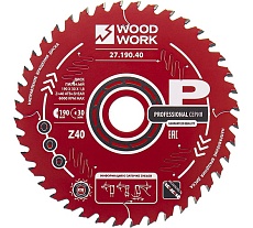 Диск пильный 190x30x1.8/1.1 мм, A=15° ATB + 8 SHEAR, Z=40 WOODWORK 27.190.40