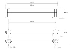 Полотенцедержатель Bemeta Oval 118404051 61 см двойной, хром