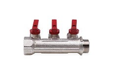 Резьбовой коллектор с кранами Aqualink вн-нар 3/4, 1/2х4 2426