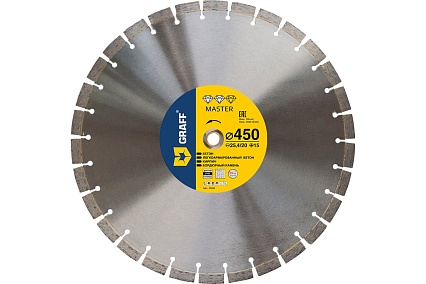 Алмазный диск по бетону и камню Master 450x15x3.3x25.4/20 мм GRAFF 23450
