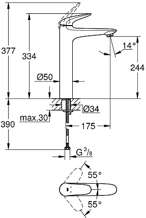 Смеситель для раковины Grohe Eurostyle 23719LS3